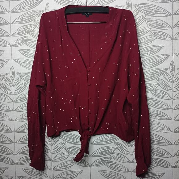 Rails Sloane Top Red Button Front Gold Stars - Picture 1 of 5